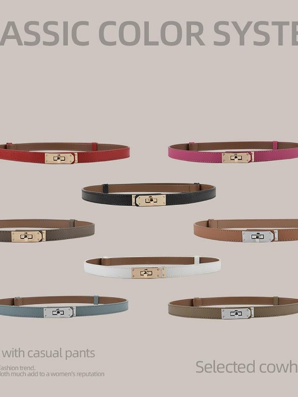 Adjustable Thin Belts For Womens Skinny Belts For Dresses Womens Solid Color All - Picture 4 of 7
